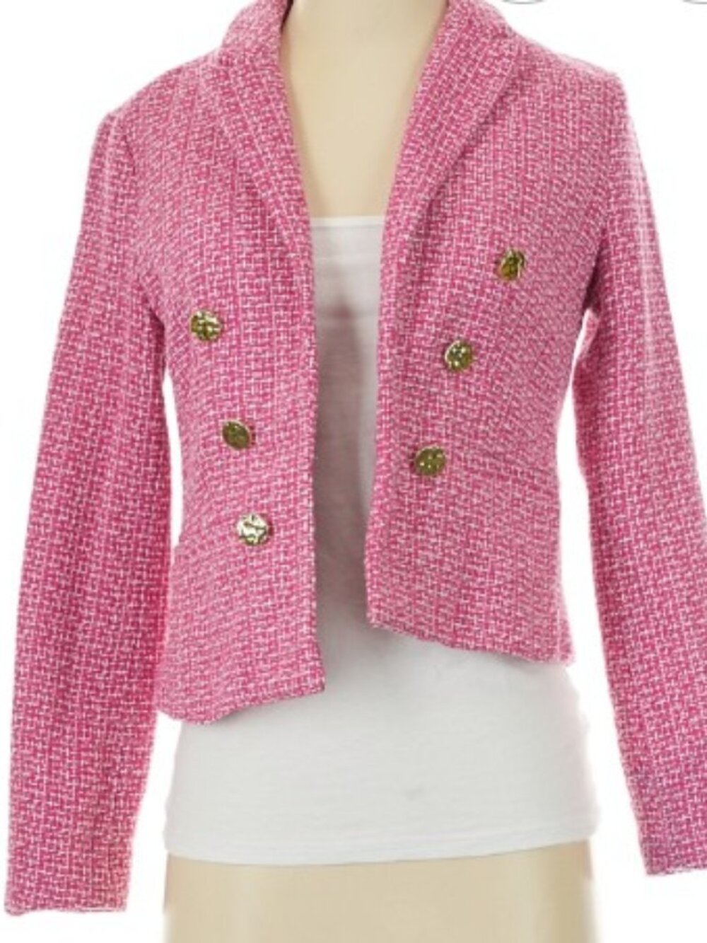 Nanette Lupon Blazer Pink Tweed Pattern Small